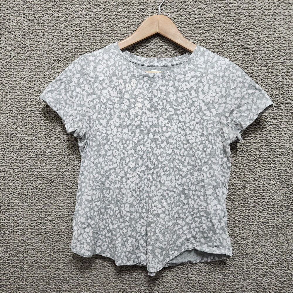 OLD NAVY Women's Gray White Leopard Print Short Sleeve Knit Tee Size S